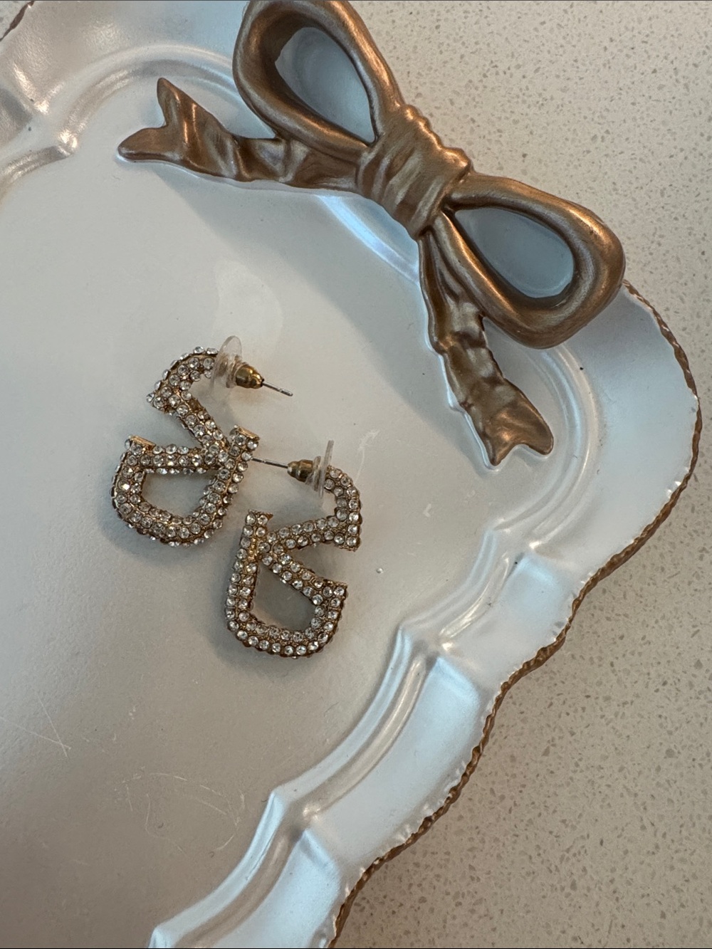 Pavé Crystal Initial-Style Drop Earrings - Gold